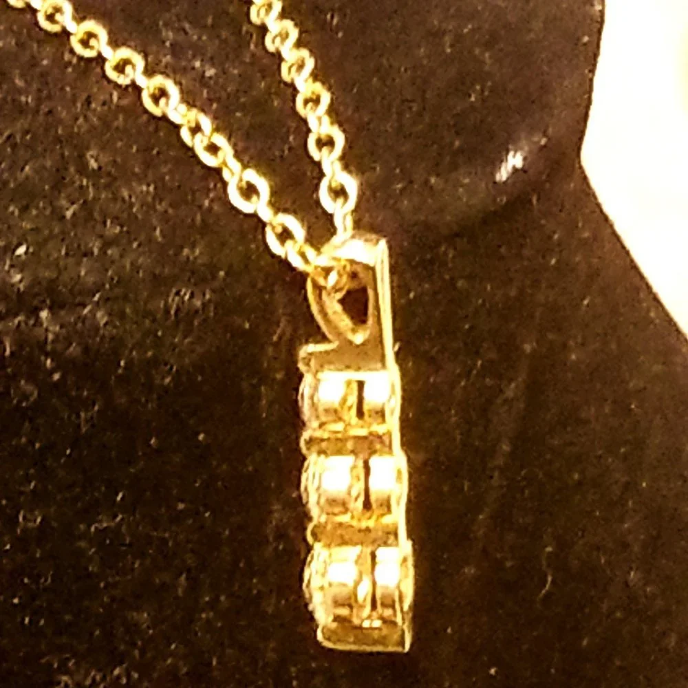 MAYORS BIRKS .50 TRIOLOGY 3 ROUND DIAMOND SOLITAIRE 18k CHAIN PENDANT NECKLACE